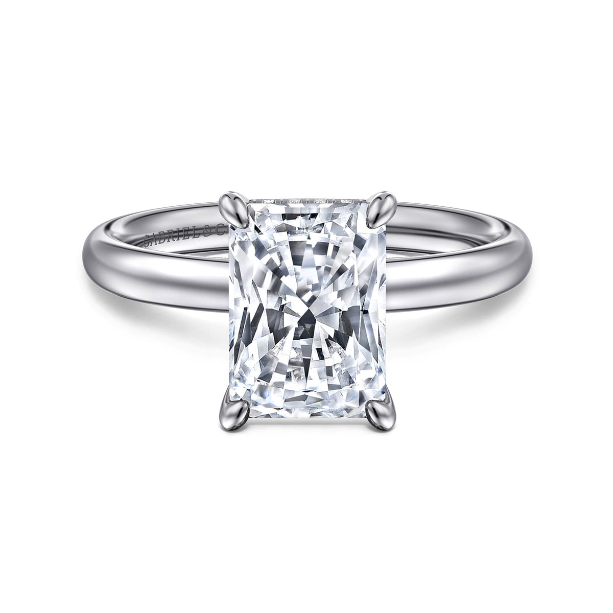 14K White Gold Radiant  Diamond and Engagement Ring — Gabriel & Co. ER16622N10W44JJ; center stone shown for illustration, not included