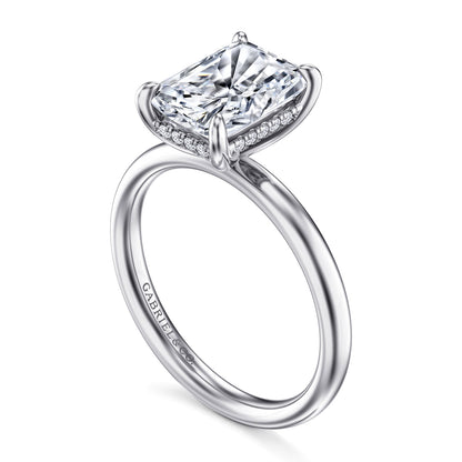 14K White Gold Radiant  Diamond and Engagement Ring — Gabriel & Co. ER16622N10W44JJ; center stone shown for illustration, not included