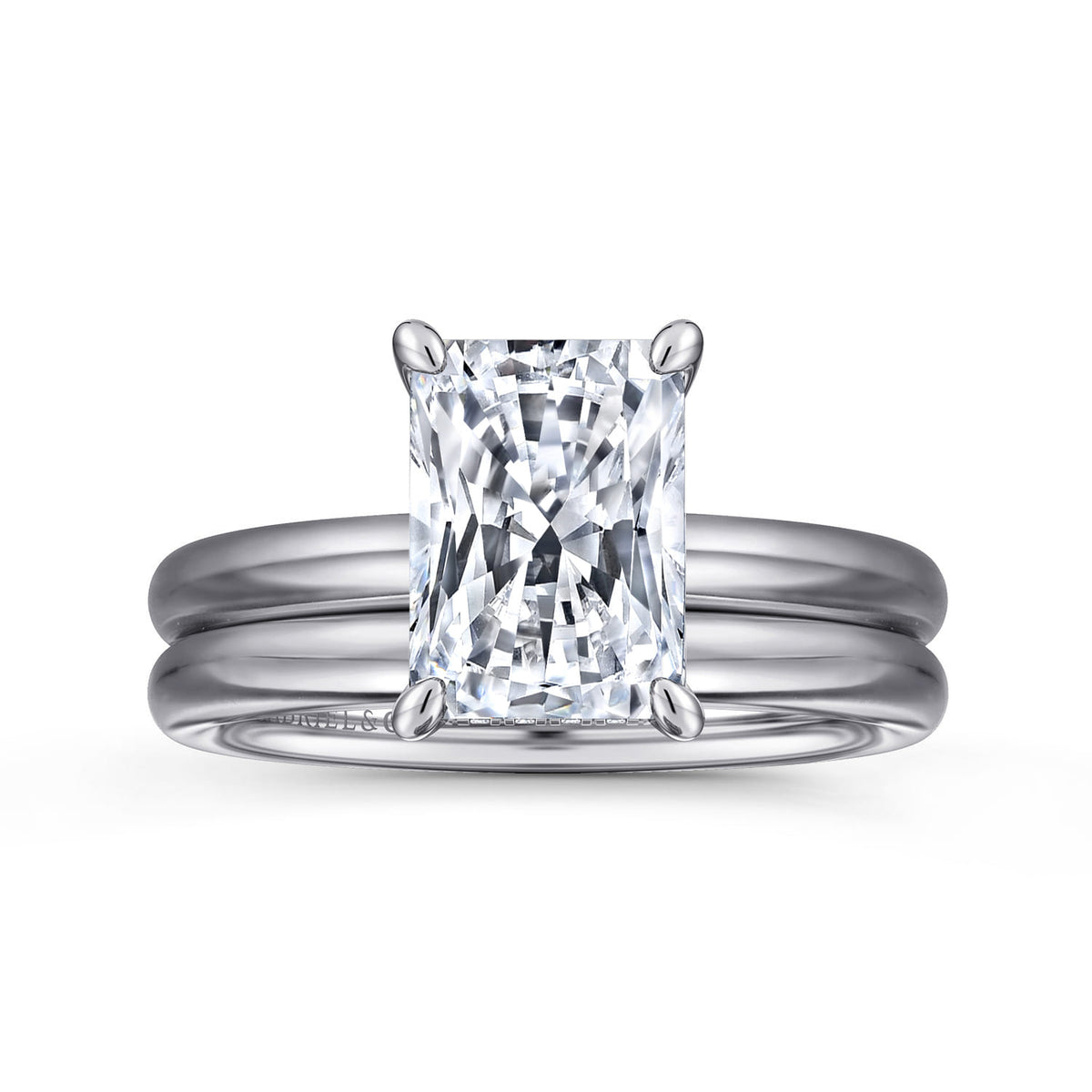 14K White Gold Radiant  Diamond and Engagement Ring — Gabriel & Co. ER16622N10W44JJ; center stone shown for illustration, not included
