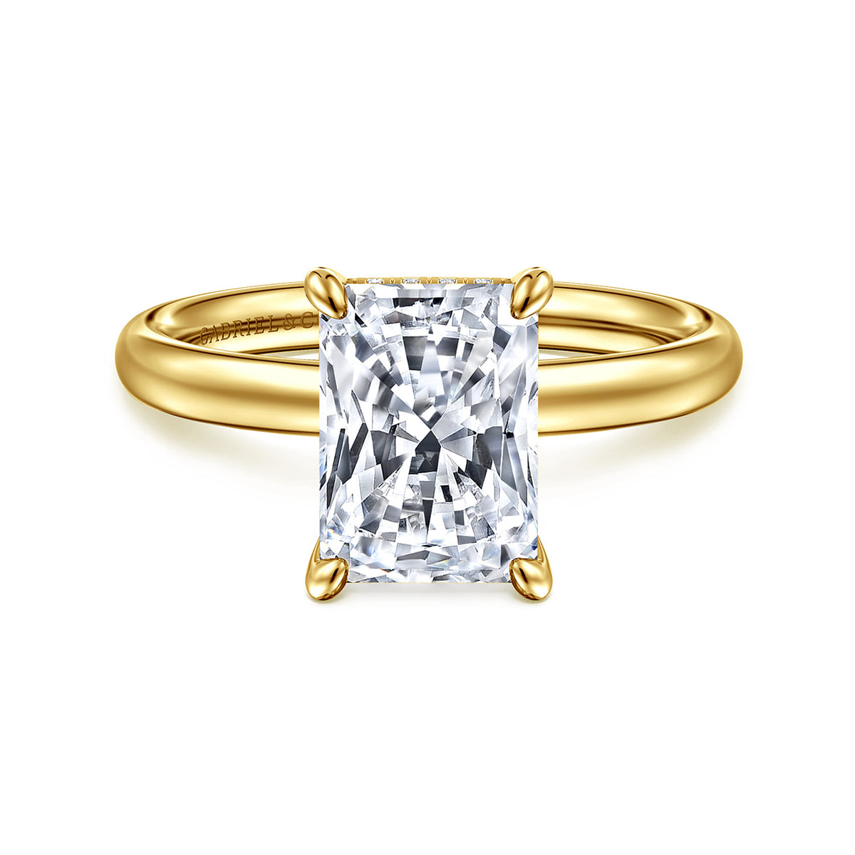 14K Yellow Gold Radiant  Diamond and Engagement Ring — Gabriel & Co. ER16622N10Y44JJ; center stone shown for illustration, not included