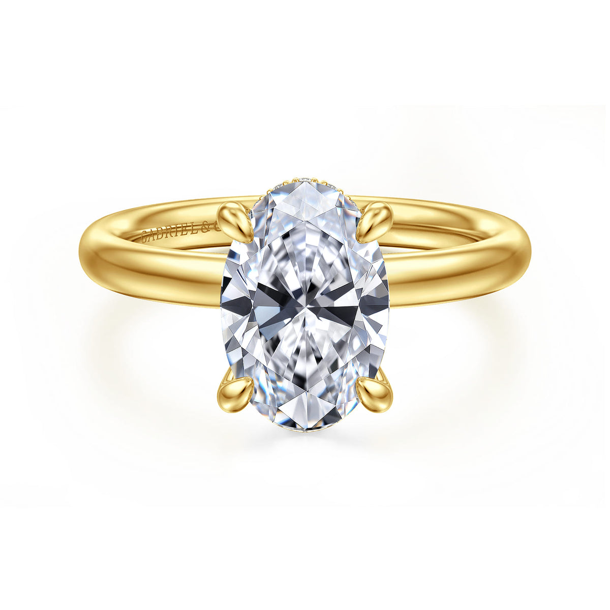 14K Yellow Gold Oval  Diamond Engagement Ring — Gabriel & Co. ER16622O8Y44JJ; center stone shown for illustration, not included
