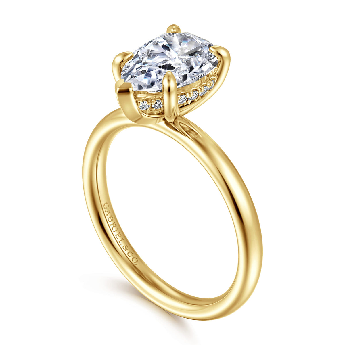 14K Yellow Gold Pear Shape  Diamond Engagement Ring — Gabriel & Co. ER16622P8Y44JJ; center stone shown for illustration, not included