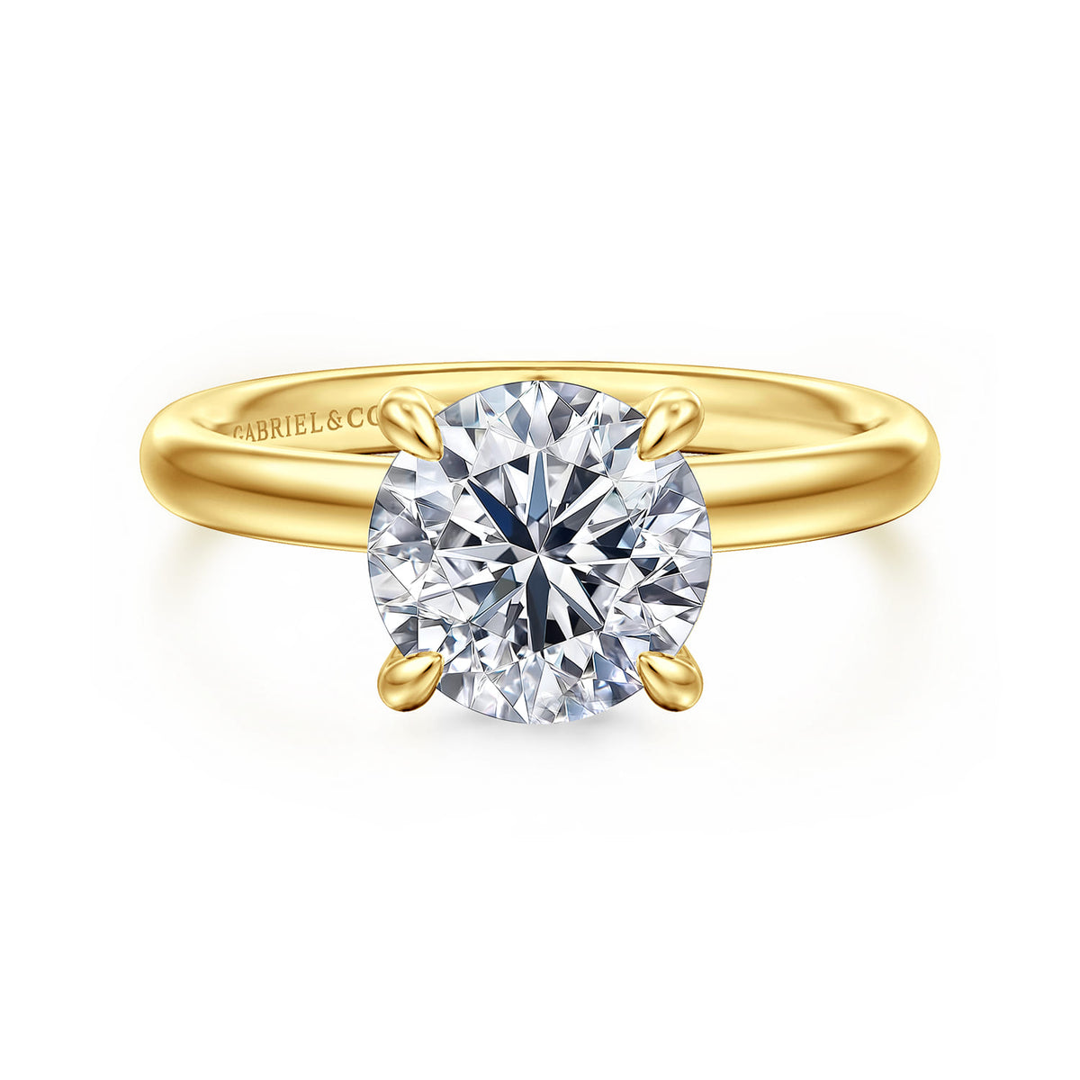 14K Yellow Gold Round  Diamond Engagement Ring — Gabriel & Co. ER16622R8Y44JJ; center stone shown for illustration, not included