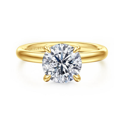 14K Yellow Gold Round  Diamond Engagement Ring — Gabriel & Co. ER16622R8Y44JJ; center stone shown for illustration, not included
