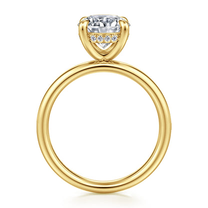 14K Yellow Gold Round  Diamond Engagement Ring — Gabriel & Co. ER16622R8Y44JJ; center stone shown for illustration, not included
