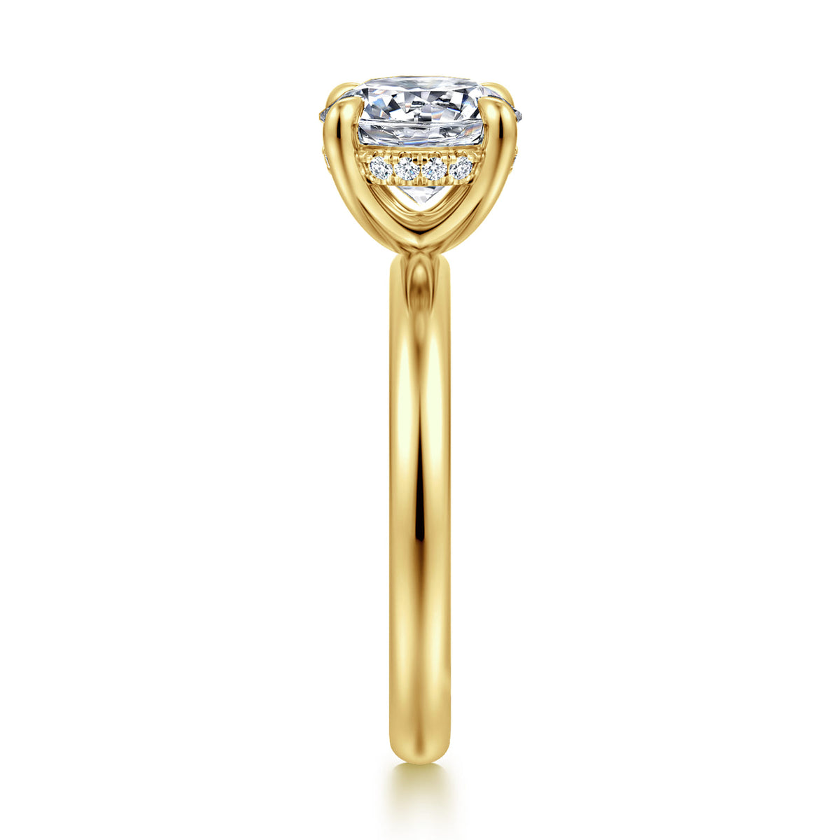 14K Yellow Gold Round  Diamond Engagement Ring — Gabriel & Co. ER16622R8Y44JJ; center stone shown for illustration, not included