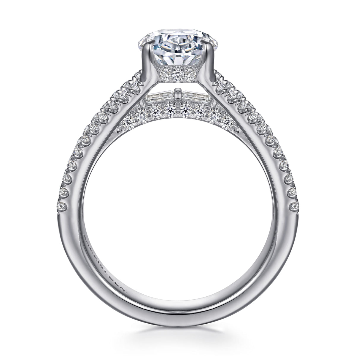 14K White Gold Three Row Oval Diamond Engagement Ring — Gabriel & Co. ER16639O8W44JJ; center stone shown for illustration, not included