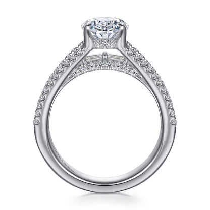 14K White Gold Three Row Oval Diamond Engagement Ring — Gabriel & Co. ER16639O8W44JJ; center stone shown for illustration, not included