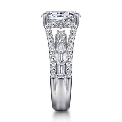 14K White Gold Three Row Oval Diamond Engagement Ring — Gabriel & Co. ER16639O8W44JJ; center stone shown for illustration, not included