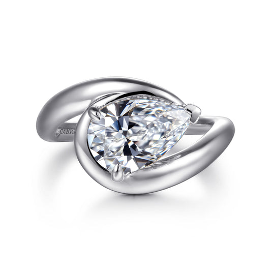 14K White Gold Bypass Pear Shape Diamond Engagement Ring — Gabriel & Co. ER16640P8W4JJJ; center stone shown for illustration, not included