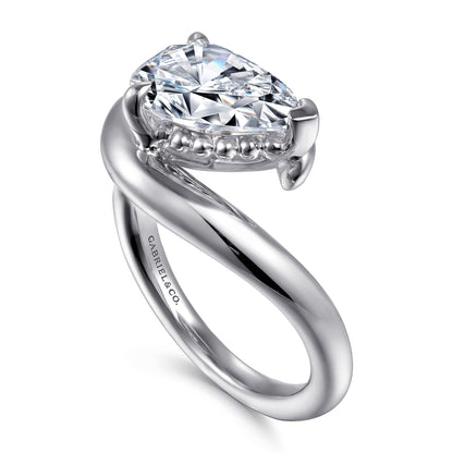 14K White Gold Bypass Pear Shape Diamond Engagement Ring — Gabriel & Co. ER16640P8W4JJJ; center stone shown for illustration, not included