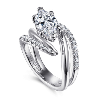 14K White Gold Bypass Marquise Shape Diamond Engagement Ring — Gabriel & Co. ER16643M8W44JJ; center stone shown for illustration, not included
