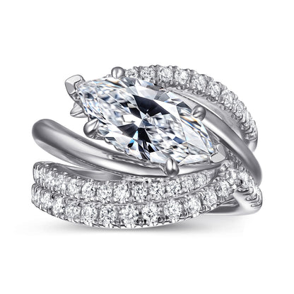 14K White Gold Bypass Marquise Shape Diamond Engagement Ring — Gabriel & Co. ER16643M8W44JJ; center stone shown for illustration, not included