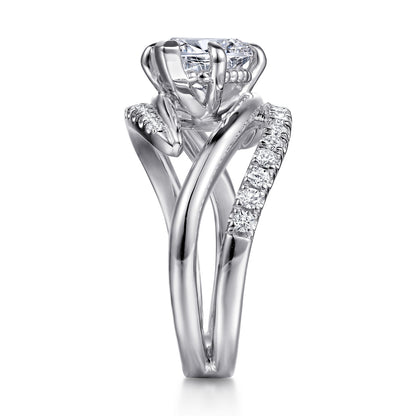 14K White Gold Bypass Marquise Shape Diamond Engagement Ring — Gabriel & Co. ER16643M8W44JJ; center stone shown for illustration, not included