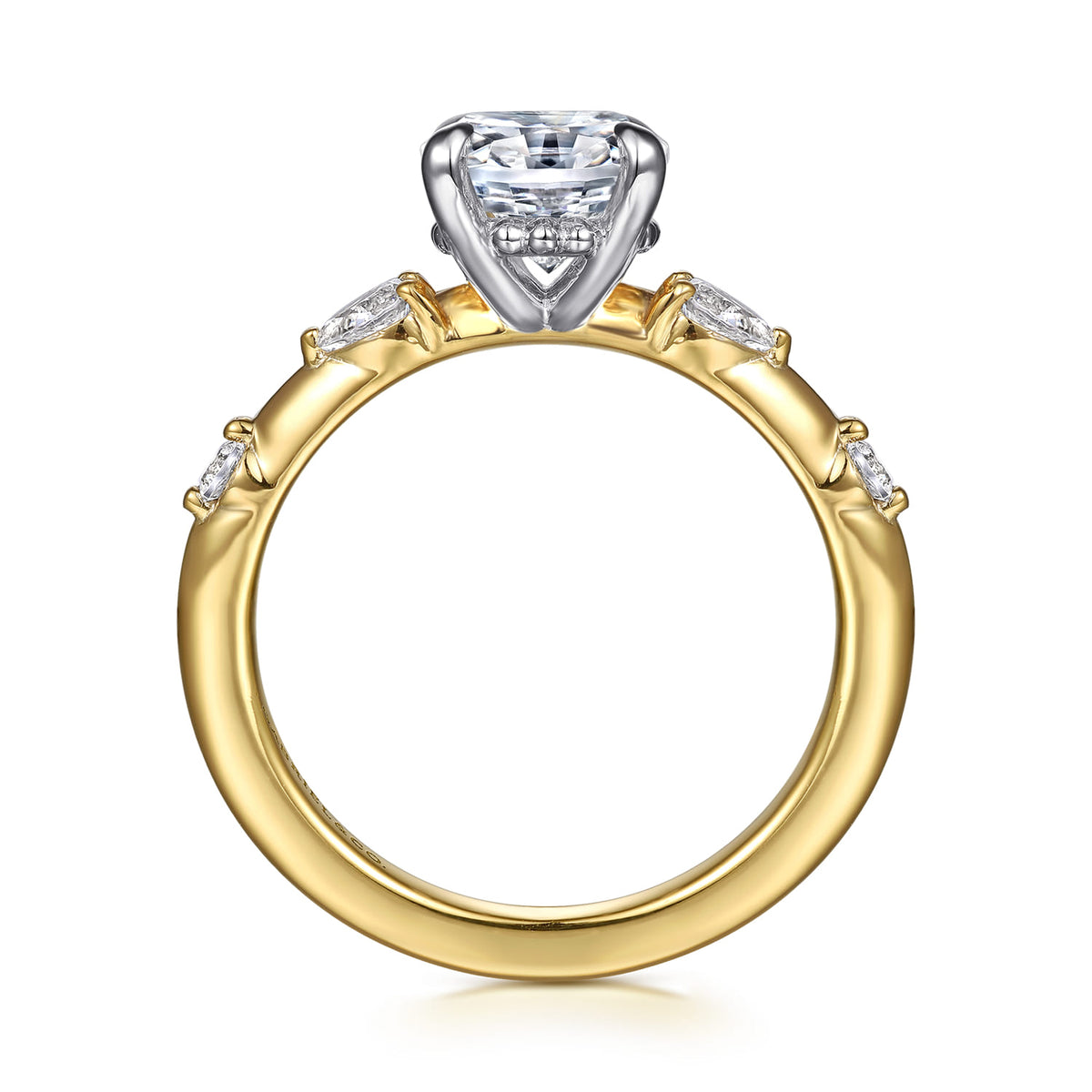 14K Yellow-White Gold Oval Diamond Engagement Ring — Gabriel & Co. ER16666O8M44JJ; center stone shown for illustration, not included