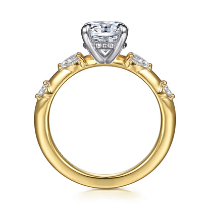 14K Yellow-White Gold Oval Diamond Engagement Ring — Gabriel & Co. ER16666O8M44JJ; center stone shown for illustration, not included