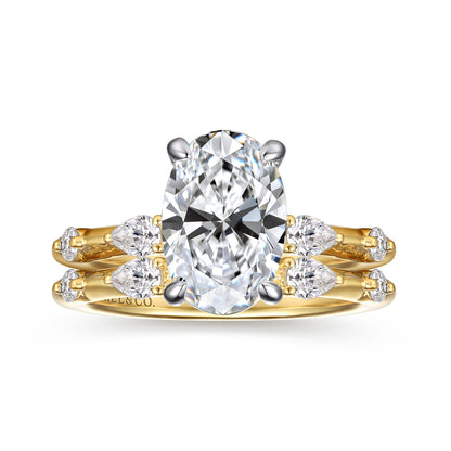 14K Yellow-White Gold Oval Diamond Engagement Ring — Gabriel & Co. ER16666O8M44JJ; center stone shown for illustration, not included