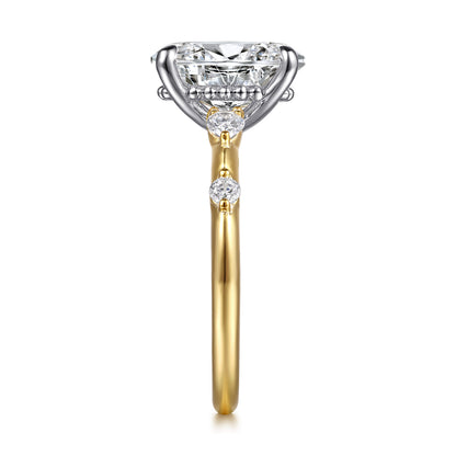 14K Yellow-White Gold Oval Diamond Engagement Ring — Gabriel & Co. ER16666O8M44JJ; center stone shown for illustration, not included