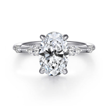 14K White Gold Oval Diamond Engagement Ring — Gabriel & Co. ER16666O8W44JJ; center stone shown for illustration, not included