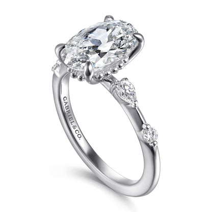 14K White Gold Oval Diamond Engagement Ring — Gabriel & Co. ER16666O8W44JJ; center stone shown for illustration, not included