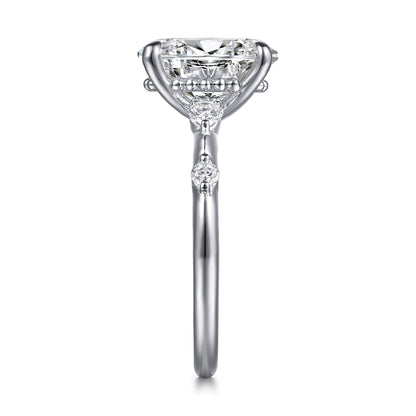 14K White Gold Oval Diamond Engagement Ring — Gabriel & Co. ER16666O8W44JJ; center stone shown for illustration, not included