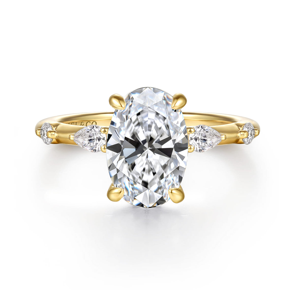 14K Yellow Gold Oval Diamond Engagement Ring — Gabriel & Co. ER16666O8Y44JJ; center stone shown for illustration, not included