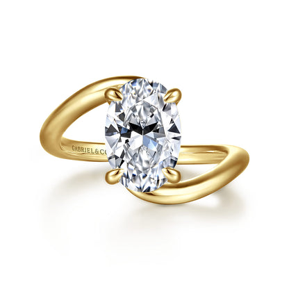 14K Yellow Gold Bypass Oval Diamond Engagement Ring — Gabriel & Co. ER16667O8Y44JJ; center stone shown for illustration, not included