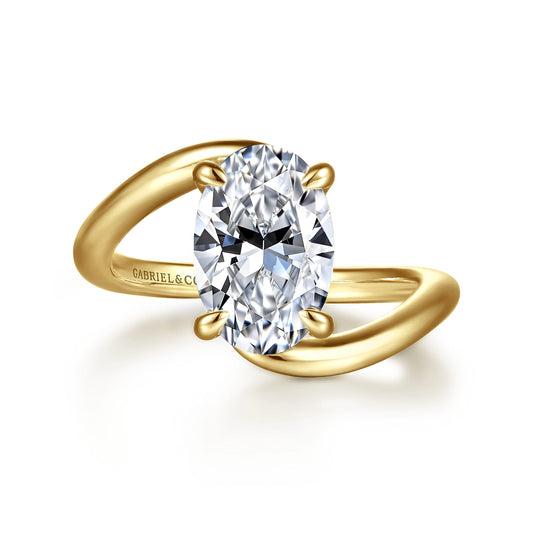 14K Yellow Gold Bypass Oval Diamond Engagement Ring — Gabriel & Co. ER16667O8Y44JJ; center stone shown for illustration, not included