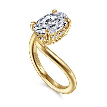 14K Yellow Gold Bypass Oval Diamond Engagement Ring — Gabriel & Co. ER16667O8Y44JJ; center stone shown for illustration, not included