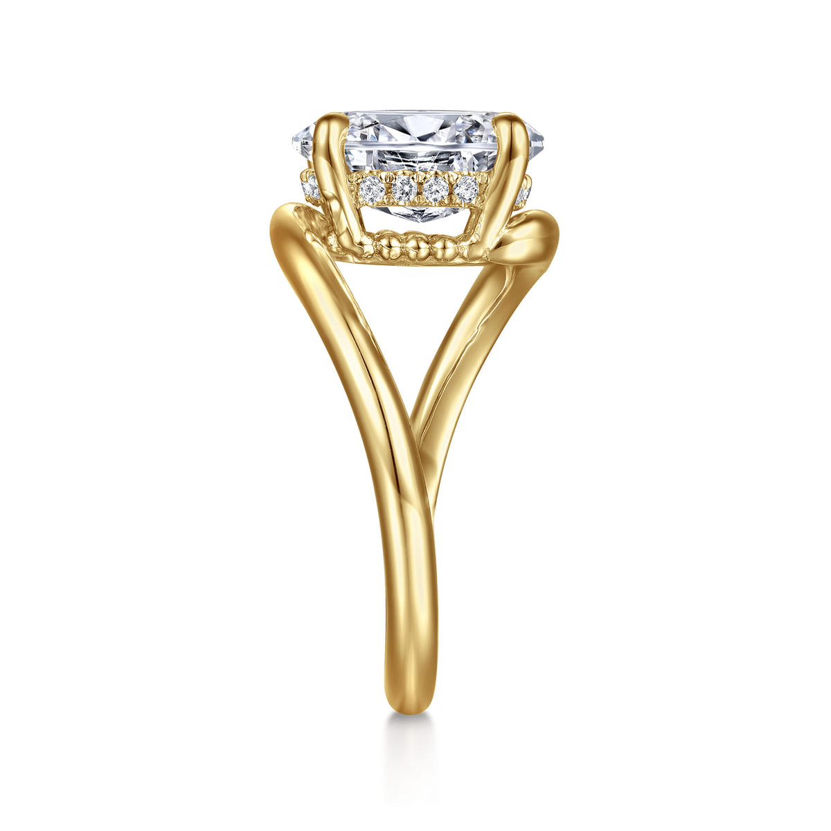 14K Yellow Gold Bypass Oval Diamond Engagement Ring — Gabriel & Co. ER16667O8Y44JJ; center stone shown for illustration, not included
