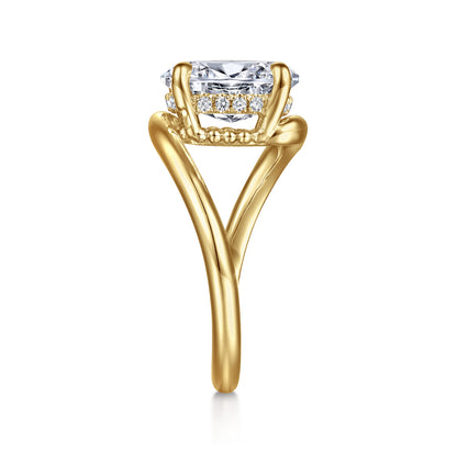 14K Yellow Gold Bypass Oval Diamond Engagement Ring — Gabriel & Co. ER16667O8Y44JJ; center stone shown for illustration, not included