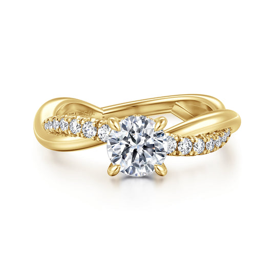 14K Yellow Gold Twisted Round Diamond Engagement Ring — ER16669R3Y44JJ; center stone shown for illustration, not included