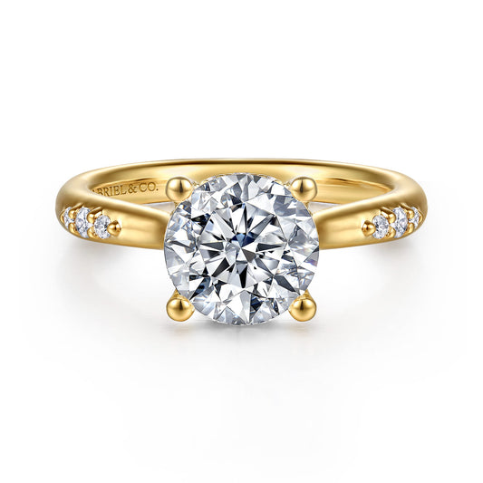 14K Yellow Gold Round Diamond Engagement Ring — Gabriel & Co. ER16670R8Y44JJ; center stone shown for illustration, not included
