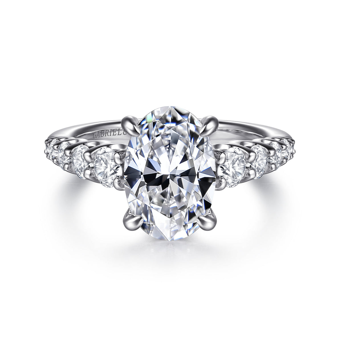 14K White-Yellow Gold Oval Diamond Engagement Ring — Gabriel & Co. ER16679O8M44JJ; center stone shown for illustration, not included