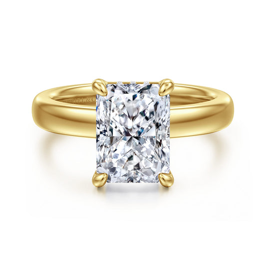 14K Yellow Gold Radiant Cut Diamond Engagement Ring — Gabriel & Co. ER16680N12Y44JJ; center stone shown for illustration, not included