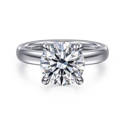 14K White Gold Round Diamond Engagement Ring — Gabriel & Co. ER16680R12W44JJ; center stone shown for illustration, not included