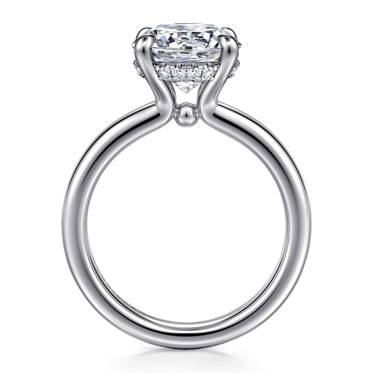 14K White Gold Round Diamond Engagement Ring — Gabriel & Co. ER16680R12W44JJ; center stone shown for illustration, not included