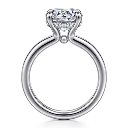 14K White Gold Round Diamond Engagement Ring — Gabriel & Co. ER16680R12W44JJ; center stone shown for illustration, not included