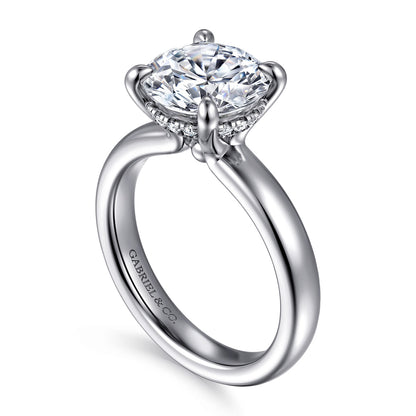 14K White Gold Round Diamond Engagement Ring — Gabriel & Co. ER16680R12W44JJ; center stone shown for illustration, not included