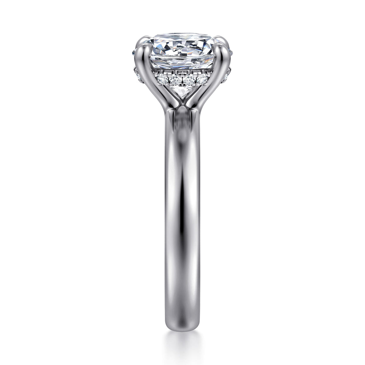 14K White Gold Round Diamond Engagement Ring — Gabriel & Co. ER16680R12W44JJ; center stone shown for illustration, not included