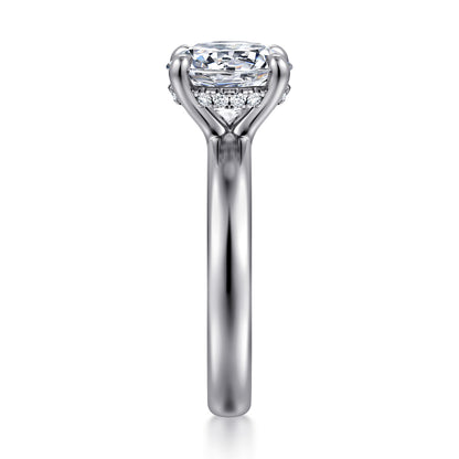 14K White Gold Round Diamond Engagement Ring — Gabriel & Co. ER16680R12W44JJ; center stone shown for illustration, not included