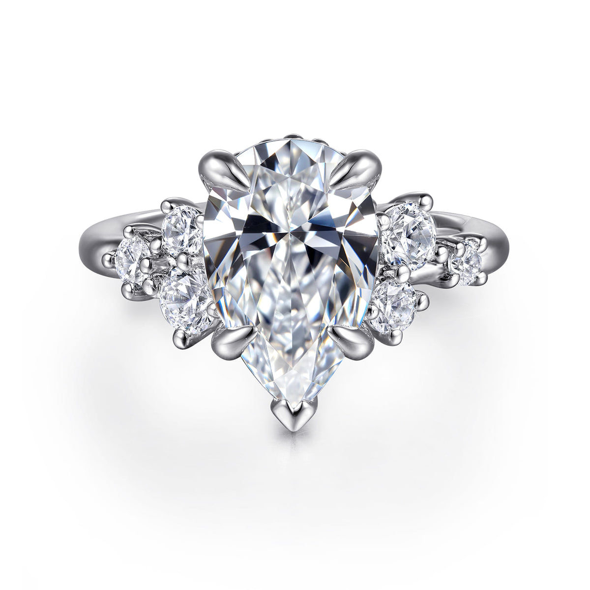 14K White Gold Pear Shape Diamond Engagement Ring — Gabriel & Co. ER16684P12W44JJ; center stone shown for illustration, not included