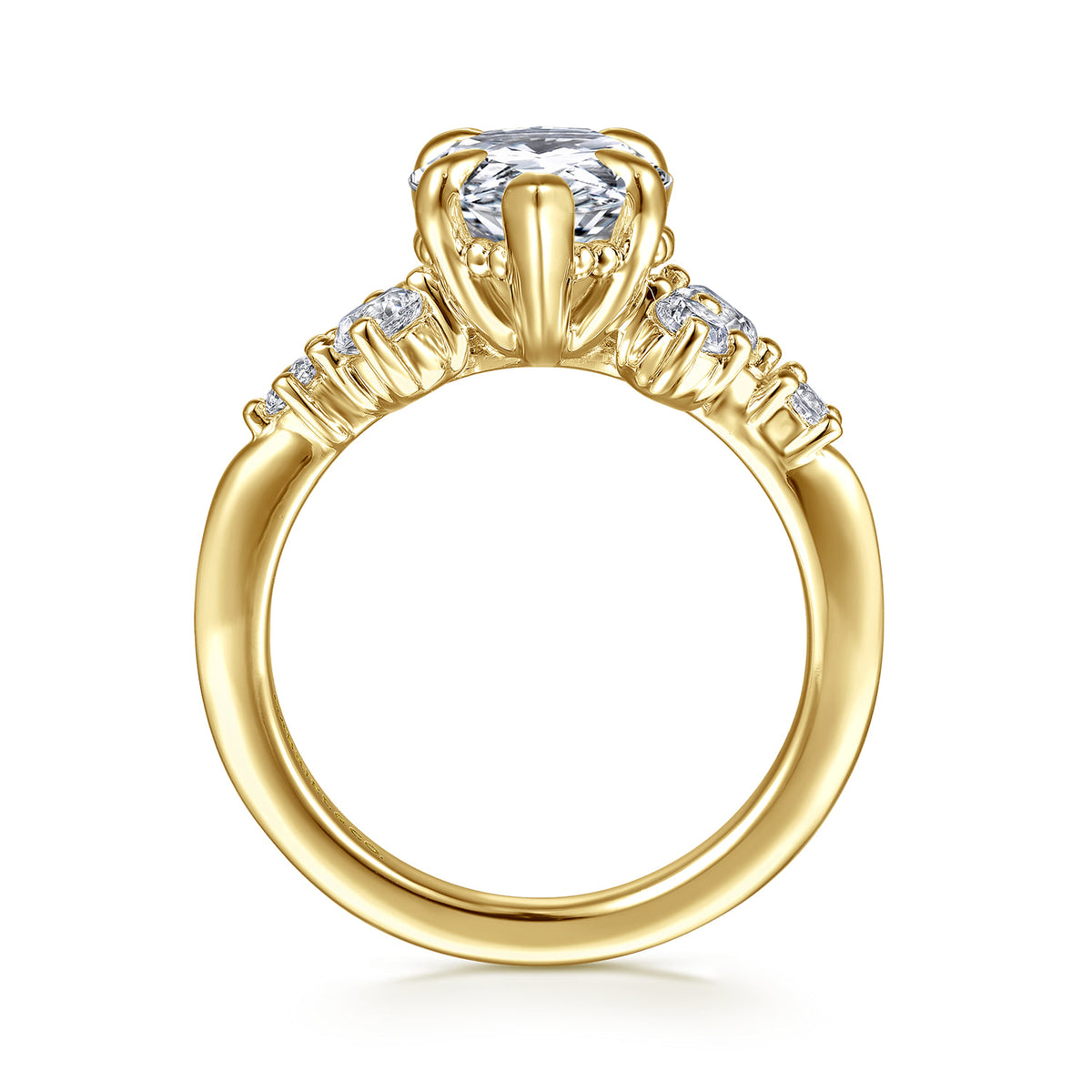 14K Yellow Gold Pear Shape Diamond Engagement Ring — Gabriel & Co. ER16684P12Y44JJ; center stone shown for illustration, not included