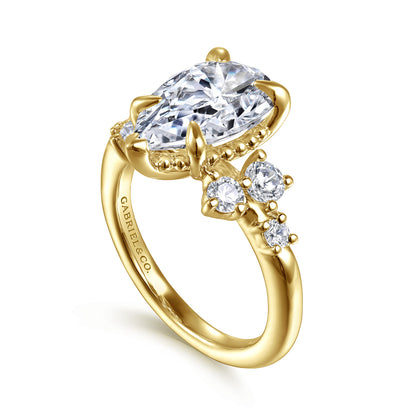 14K Yellow Gold Pear Shape Diamond Engagement Ring — Gabriel & Co. ER16684P12Y44JJ; center stone shown for illustration, not included