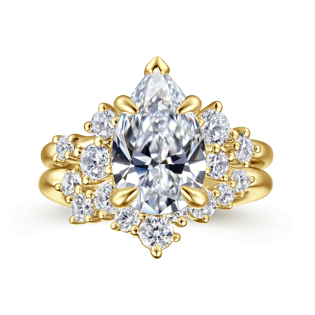 14K Yellow Gold Pear Shape Diamond Engagement Ring — Gabriel & Co. ER16684P12Y44JJ; center stone shown for illustration, not included