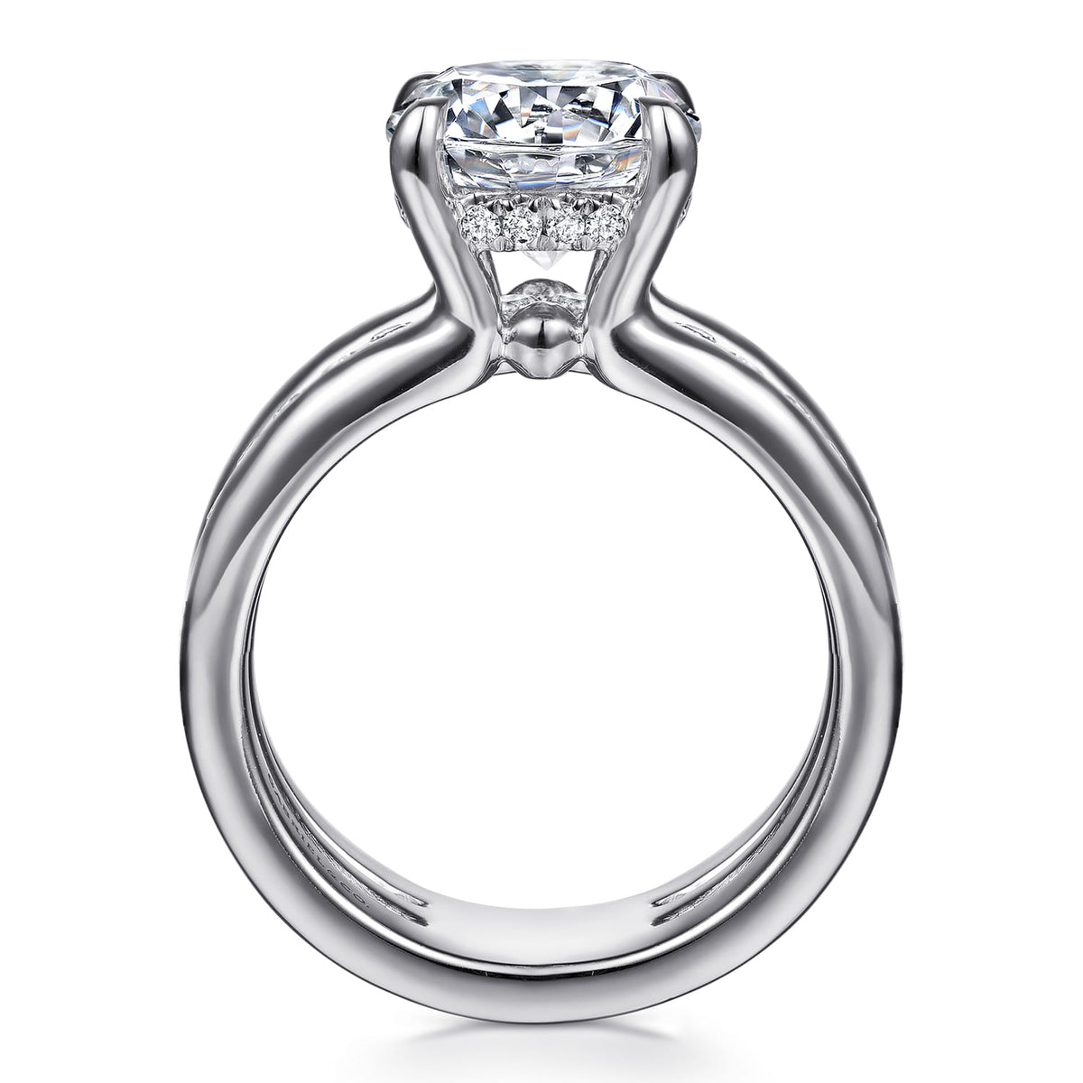 14K White Gold Round Diamond Engagement Ring — Gabriel & Co. ER16686R12W44JJ; center stone shown for illustration, not included