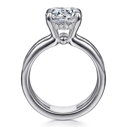 14K White Gold Round Diamond Engagement Ring — Gabriel & Co. ER16686R12W44JJ; center stone shown for illustration, not included