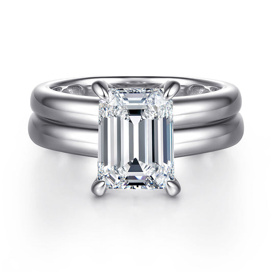 14K White Gold Emerald Cut Diamond Engagement Ring — Gabriel & Co. ER16687E12W44JJ; center stone shown for illustration, not included