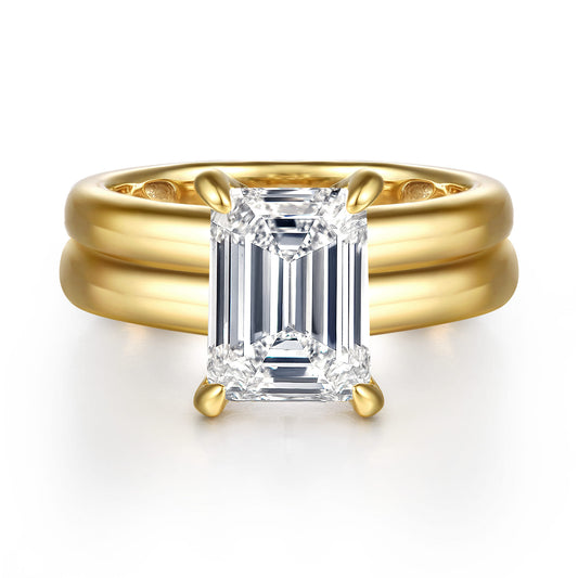 14K Yellow Gold Emerald Cut Diamond Engagement Ring — Gabriel & Co. ER16687E12Y44JJ; center stone shown for illustration, not included