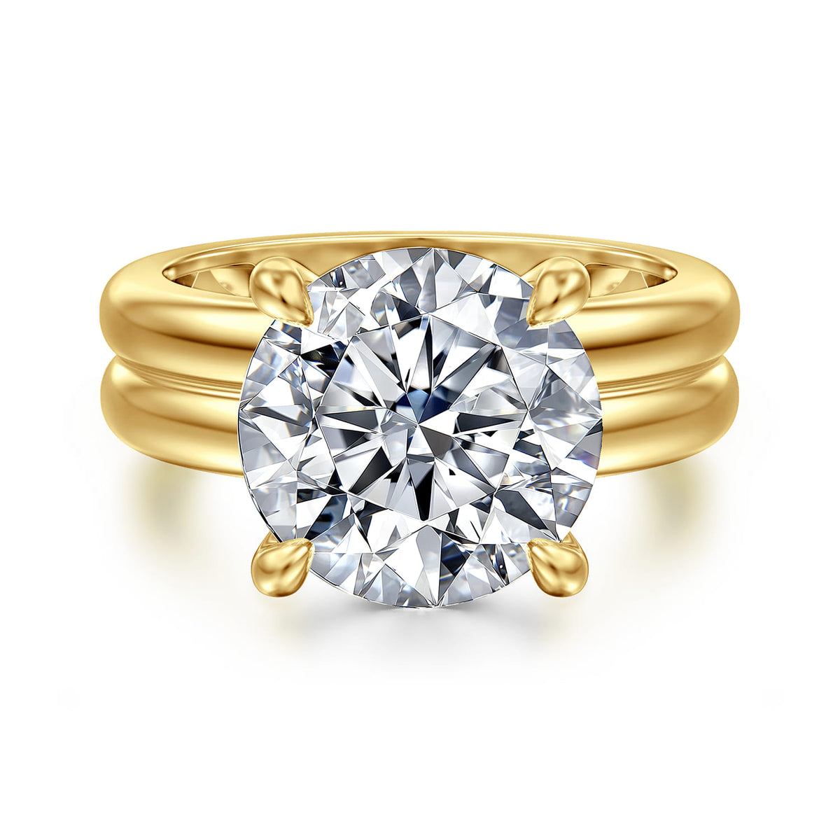 14K Yellow Gold Round Diamond Engagement Ring — Gabriel & Co. ER16687R20Y44JJ; center stone shown for illustration, not included